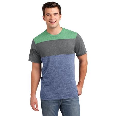 District ®  Young Mens Tri-Blend Pieced Crewneck Tee. DT143